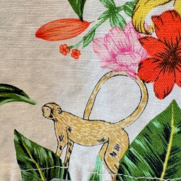 Luxury Linen Charter Club Sz Med Tropical Jungle Print Button Front Roll Sleeve - Picture 13 of 16